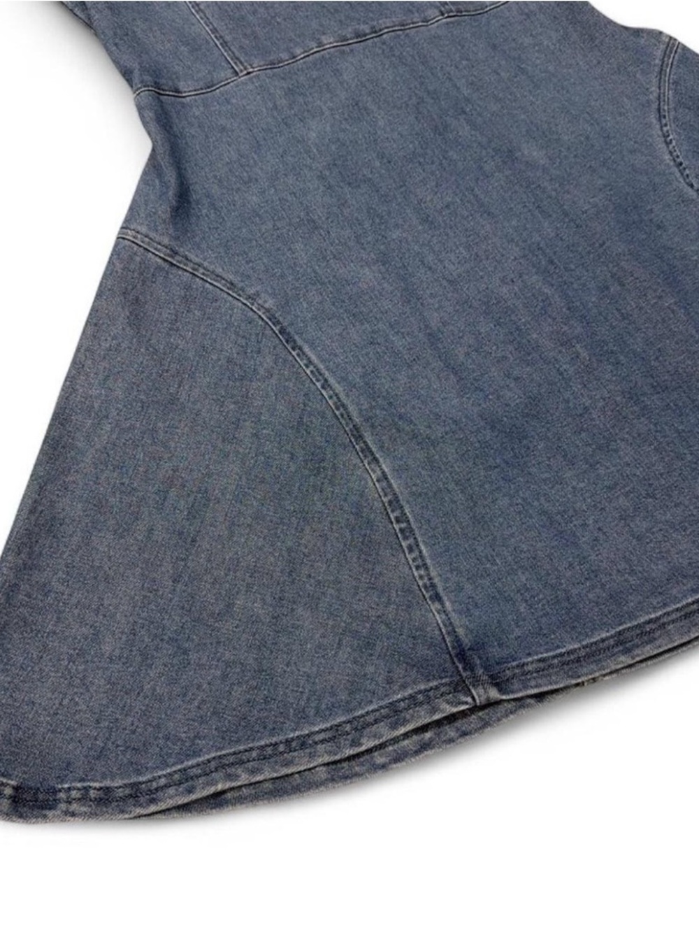 7 For All Mankind Blue Sleeveless Denim Fit-and-Flare Mini Dress Size Small - Picture 5 of 7